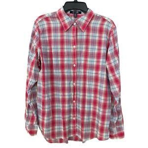 Chaps Casual Plaid Button Down Shirt Size Large